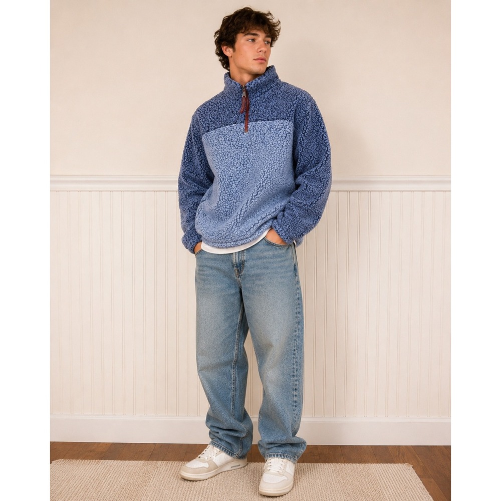 True Grit Frosty Tipped 1/4 Zip Pullover Sherpa Fleece Jacket